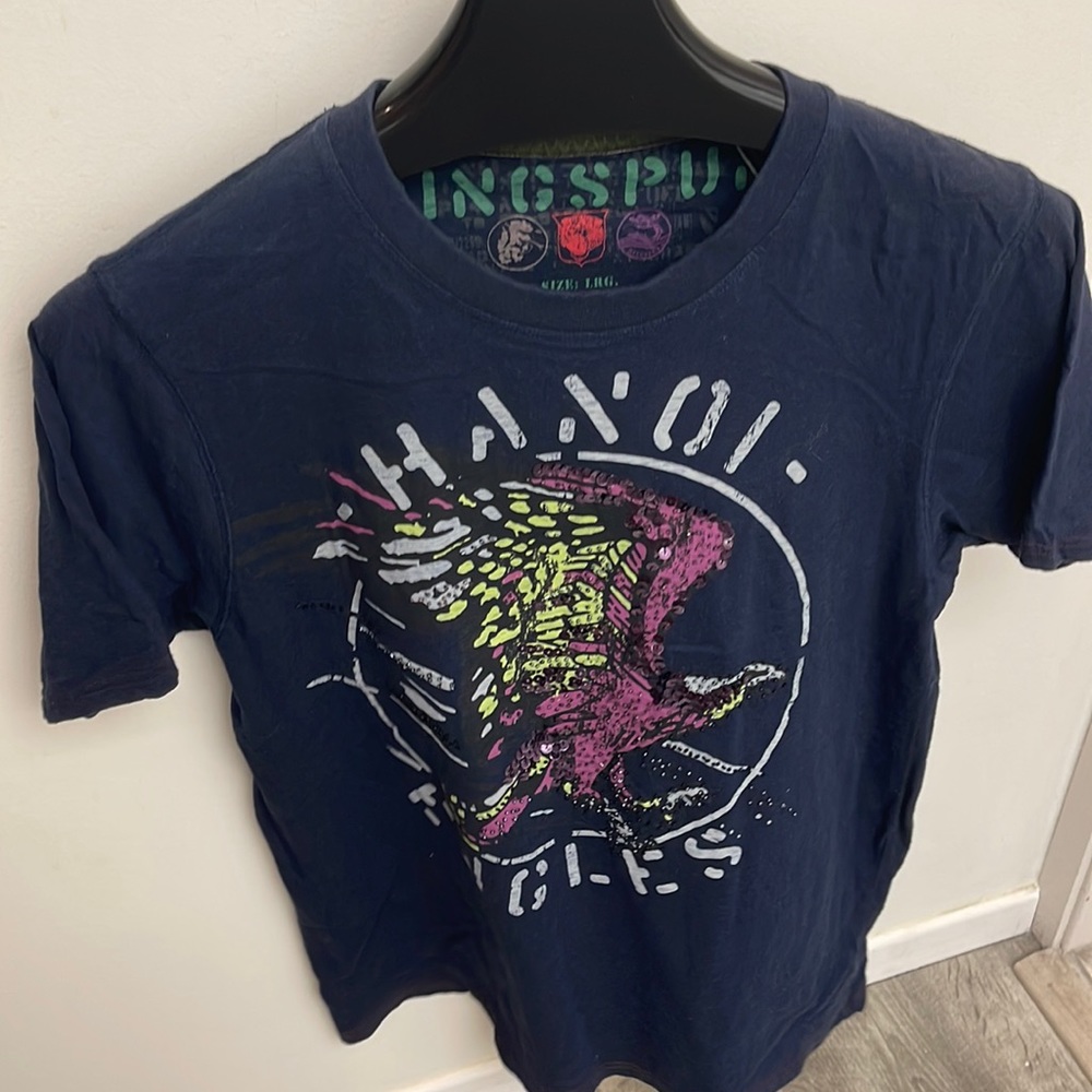 Vintage 1990s Hanoi sequins beaded T-shirt navy blue